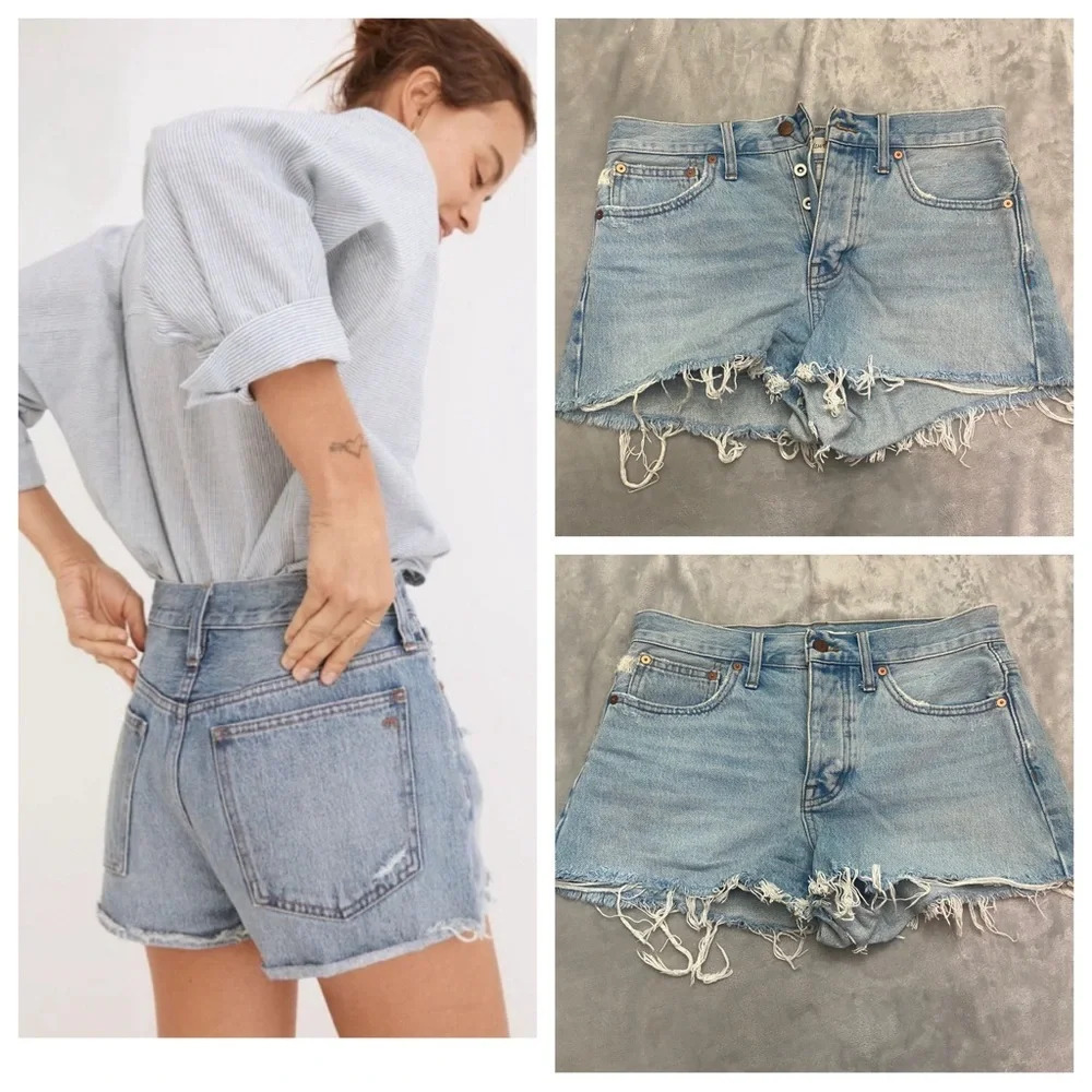 Madewell relaxed denim shorts blue jean cutoff distressed 21327